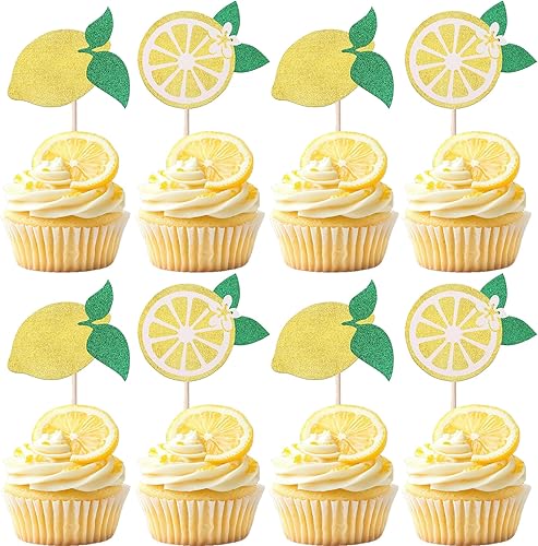 1 paquete de Sweet One Cake Topper con purpurina para el primer pastel de limón para temática de frutas, baby shower, niños y niñas, fiesta de