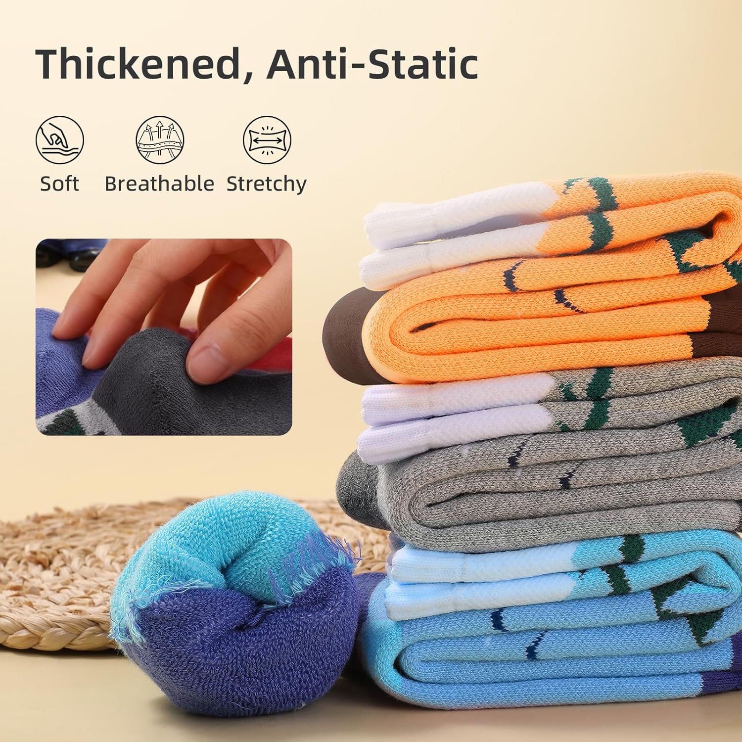 Merino Wool Kids Ski Socks Thermal Thick Warm Snowboarding Socks for Boys & Girls for Skiing (Age 7-12) 3 Pairs - Image 4