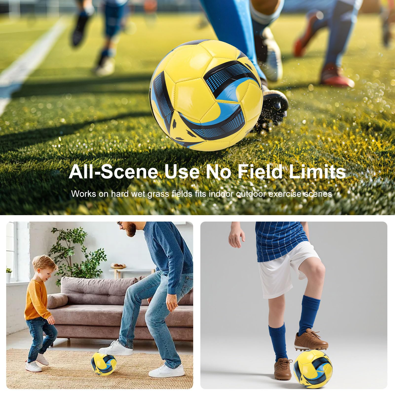 Palloni da Calcio Misura 5 da 2 Pezzi con Set di Pompe Calcio Dai Colori Vivaci per Giochi di Allenamento Indoor All'aperto per Bambini Adulti