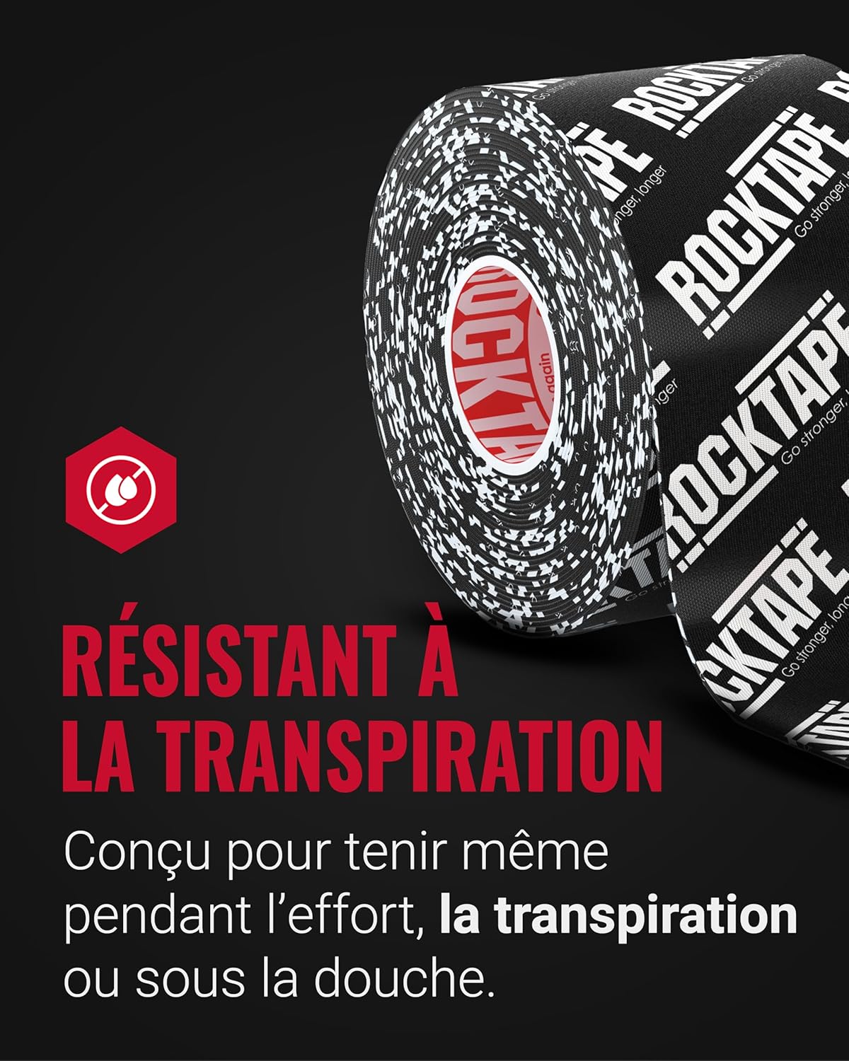 RockTape Extra Sticky Kinesiology Tape - Athletic Tape for Muscle Pain Relief, Injury Recovery - Microscopic Skin Lifting & Decompression - Sweat & Water Resistant - Image 3