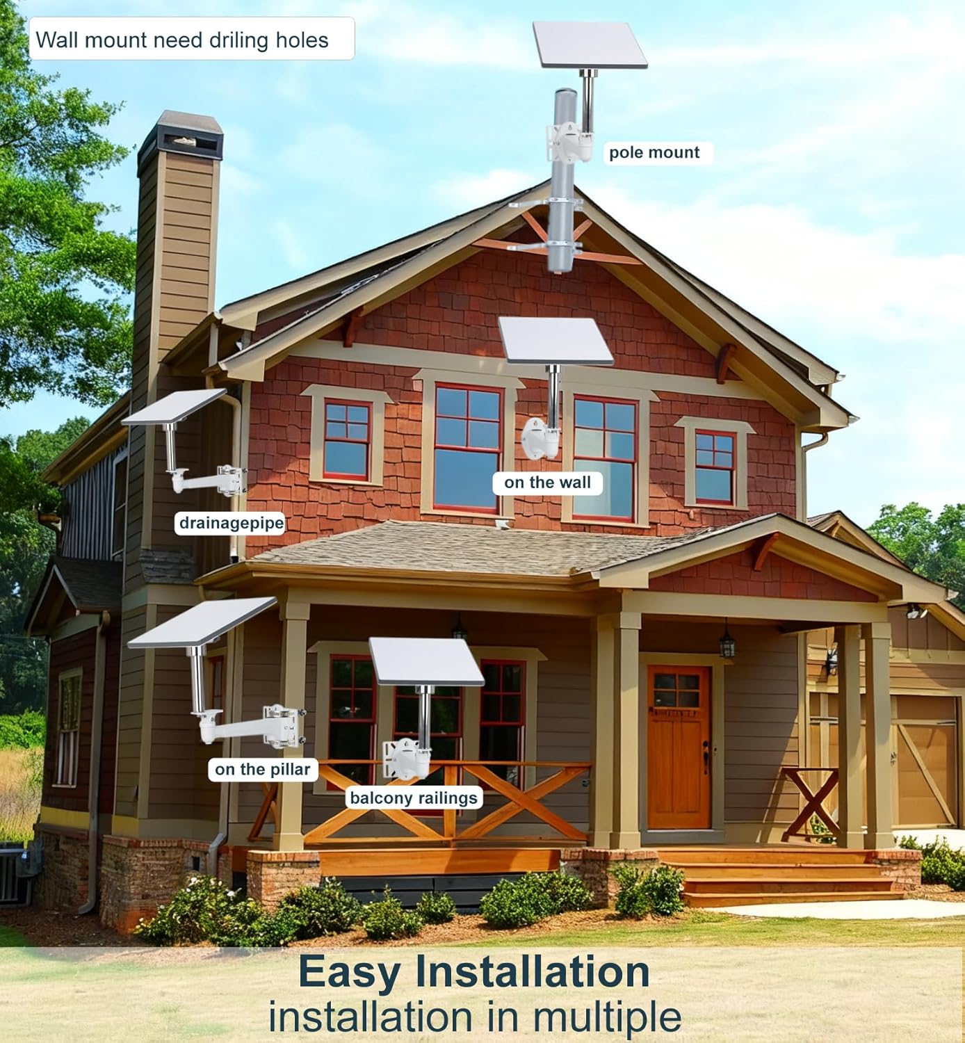 Starlink Mini Wall and Pole Clamp Mount Kit, Starlink Mini Accessory Bracket Holder Stand, Aluminum Alloy Bracket with 304 Stainless Steel Pipe for Outdoor