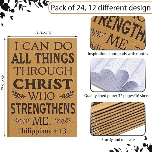 Miniatura 2 de 24 cuadernos de versículos bíblicos religiosos motivacionales, diario de bolsillo pequeño, bloc de notas inspiradoras, cuadernos de escritura