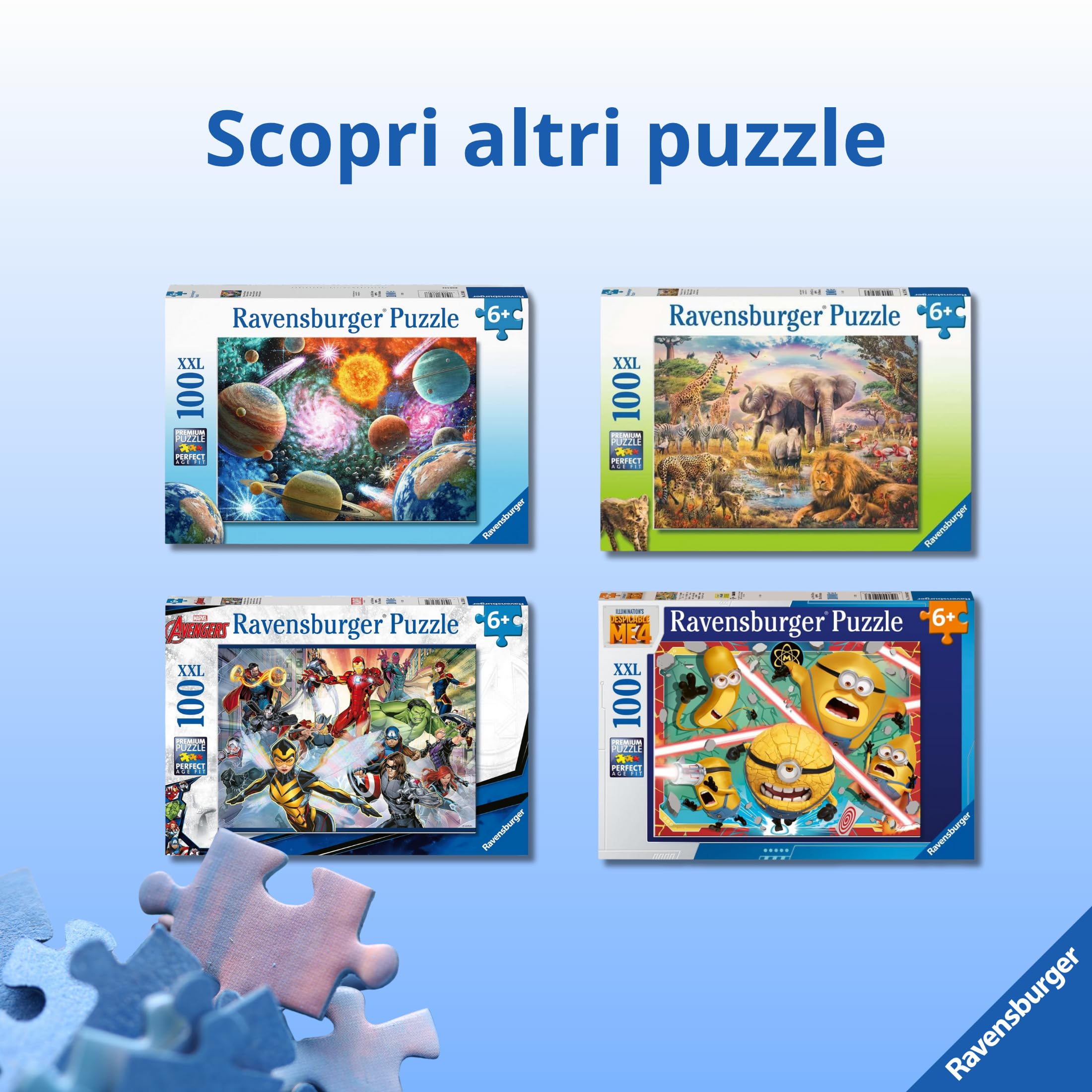Ravensburger - Puzzles XXL Animali Della Giungla | Puzzle 6 Anni In Su | Puzzle 100 Pezzi Per Bambini Da 6 Anni In Su | Puzzle Bambini 36 X 49 Cm | Puzzles stitch bambina