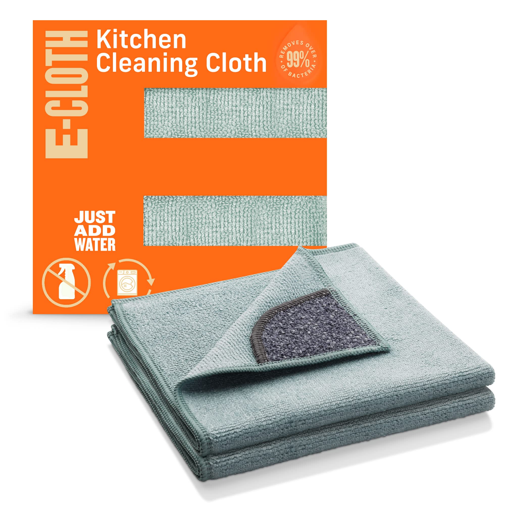 E-Cloth Kit Pulizia Cucina: 2 Panni In Microfibra (1 Per Pulizia E 1 Per Lucidatura), Rimuove Batteri E Grasso Con Solo Acqua, Fino A 100 Lavaggi - 4