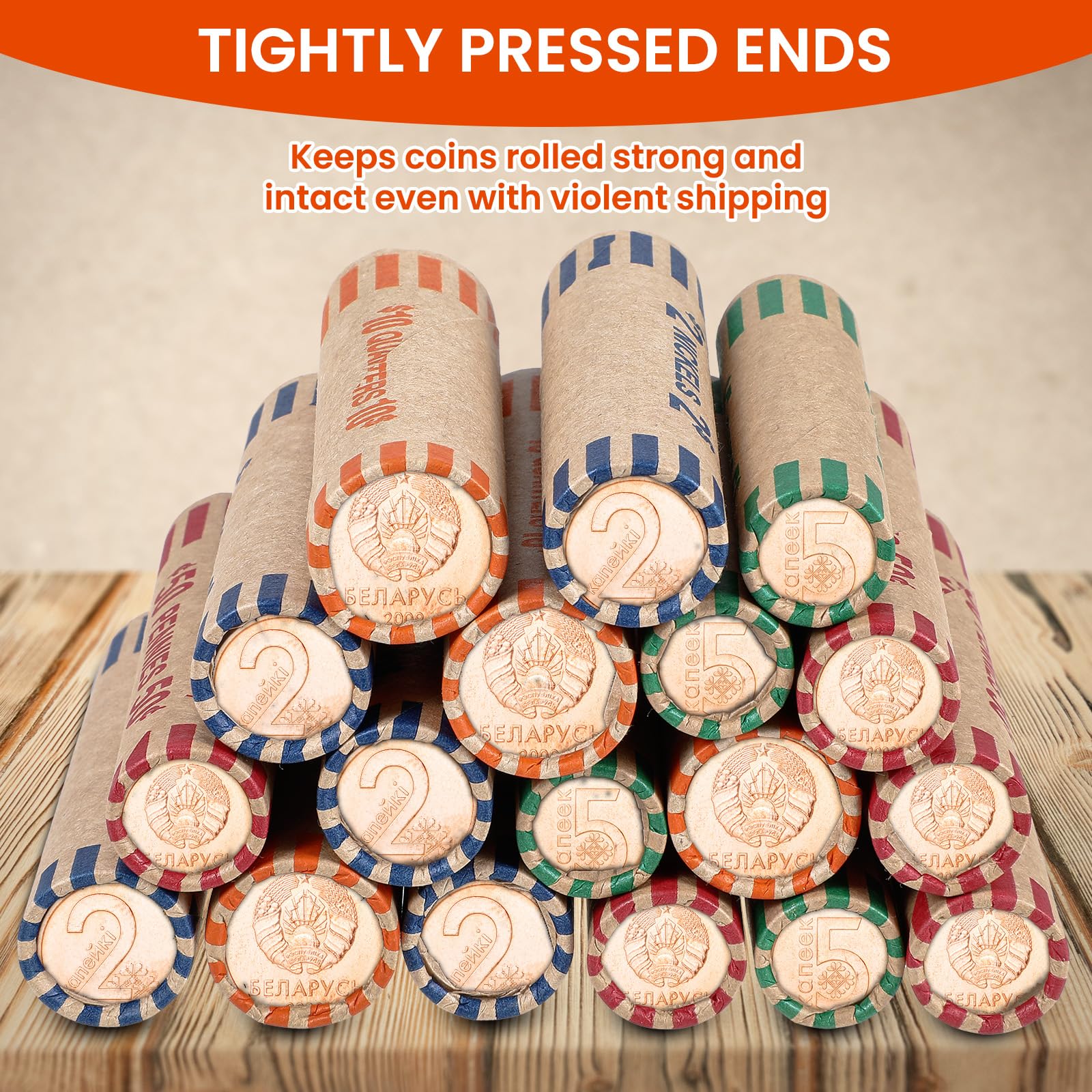 L Liked 512 Assorted Preformed Coin Wrappers, Quarters, Pennies, Nickels And Dimes (512 Assorted - View #3