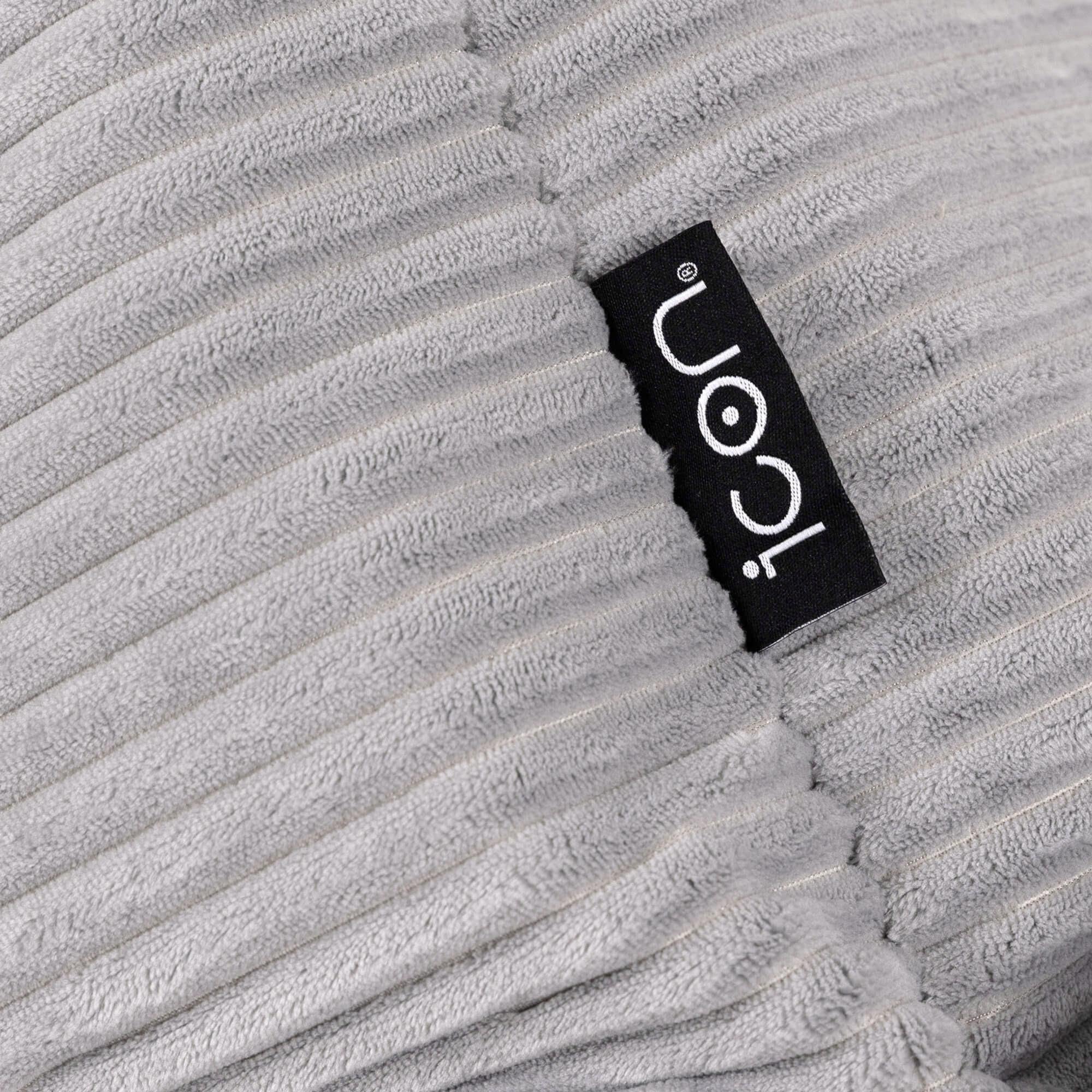 icon Dalton Pouf Bambini, Grigio, Velluto a Coste, Poltrona Sacco con Riempimento Incluso, Sedia Bambini, Mobili Camera da Letto