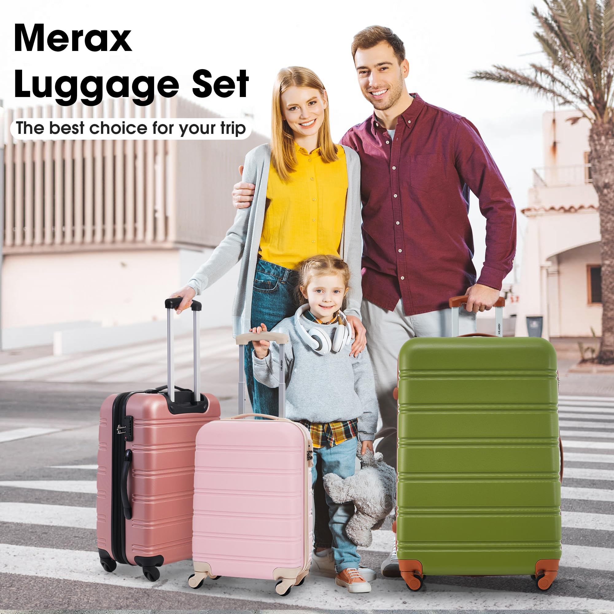 Merax Merax Luggage sets of 2 Piece 20 24 IN Carry on Luggage Hard Case White Pink Luggage Expandable Checked Luggage Suitcase Set with Wheels in use