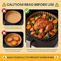 Vista 5 de Mindful Design Forros de Papel para Freidora de Aire, 125 Piezas, Papel Pergamino, Forro Desechable para Freidora de Aire para Microondas, Redondo