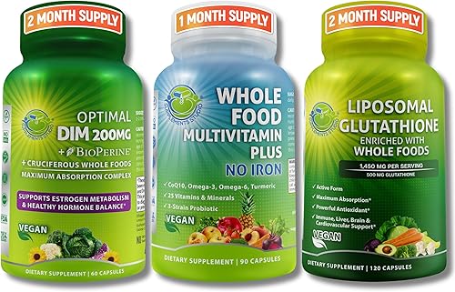 Equilibrio hormonal vegano, apoyo inmunológico y apoyo antioxidante para hombres y mujeres – Multivitamínico de alimentos integrales sin hierro +