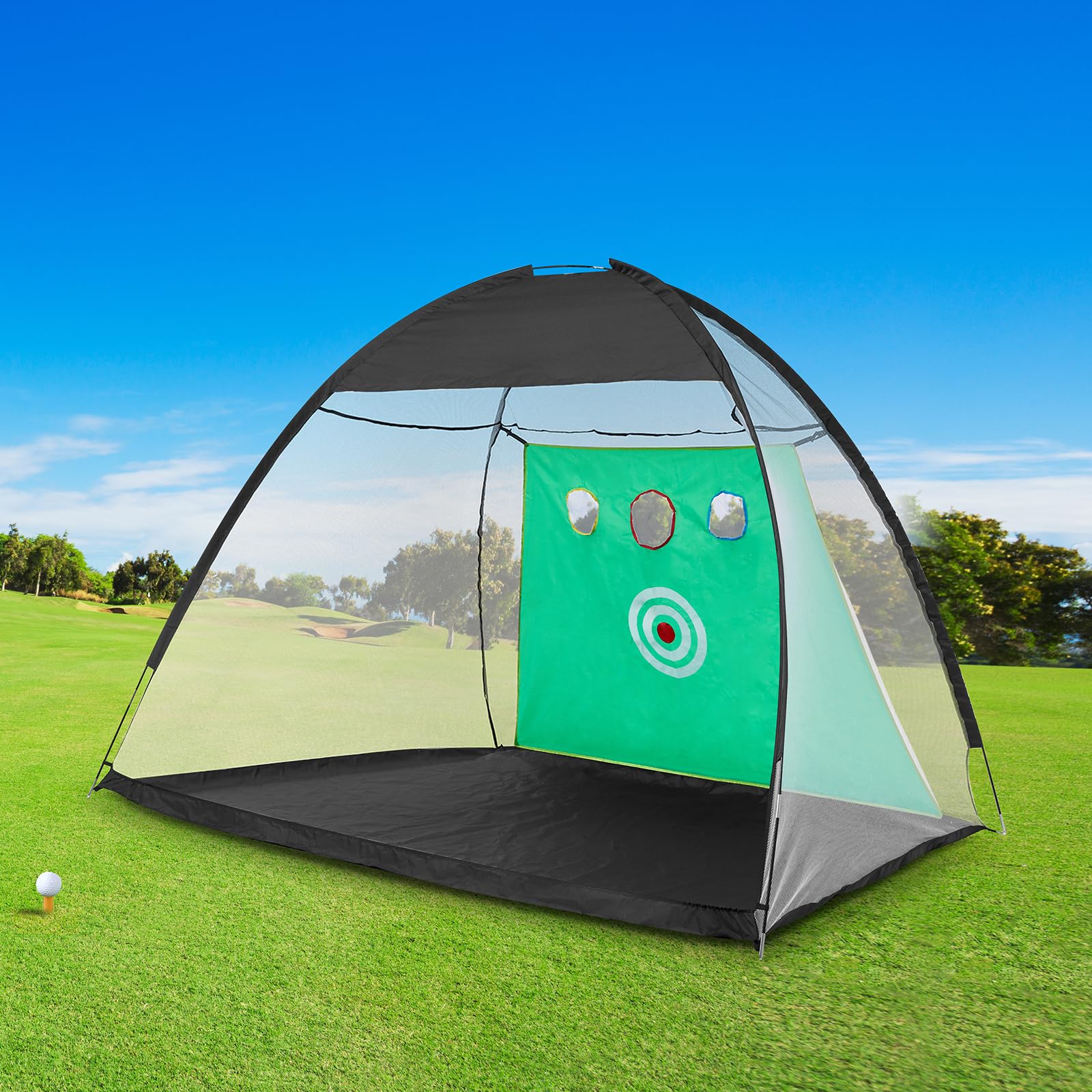 VEVOR Red de Golf, Red de Práctica Todo en 1 de 3080 x 1850 x 1970 mm, Entrenamiento de Swing de Golf en Interiores y Exteriores, Red de Ayuda para Golpear Golf con Objetivo/Alfombrillas de Césped