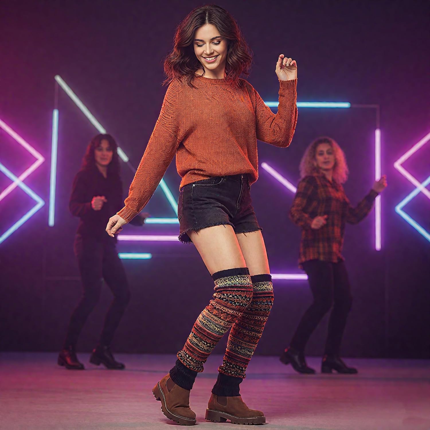 HUAMULAN Women Long Leg Warmers Winter Bohemian Cover Boot Cuffs Knit Crochet Over Knee Christmas Boho - Image 4