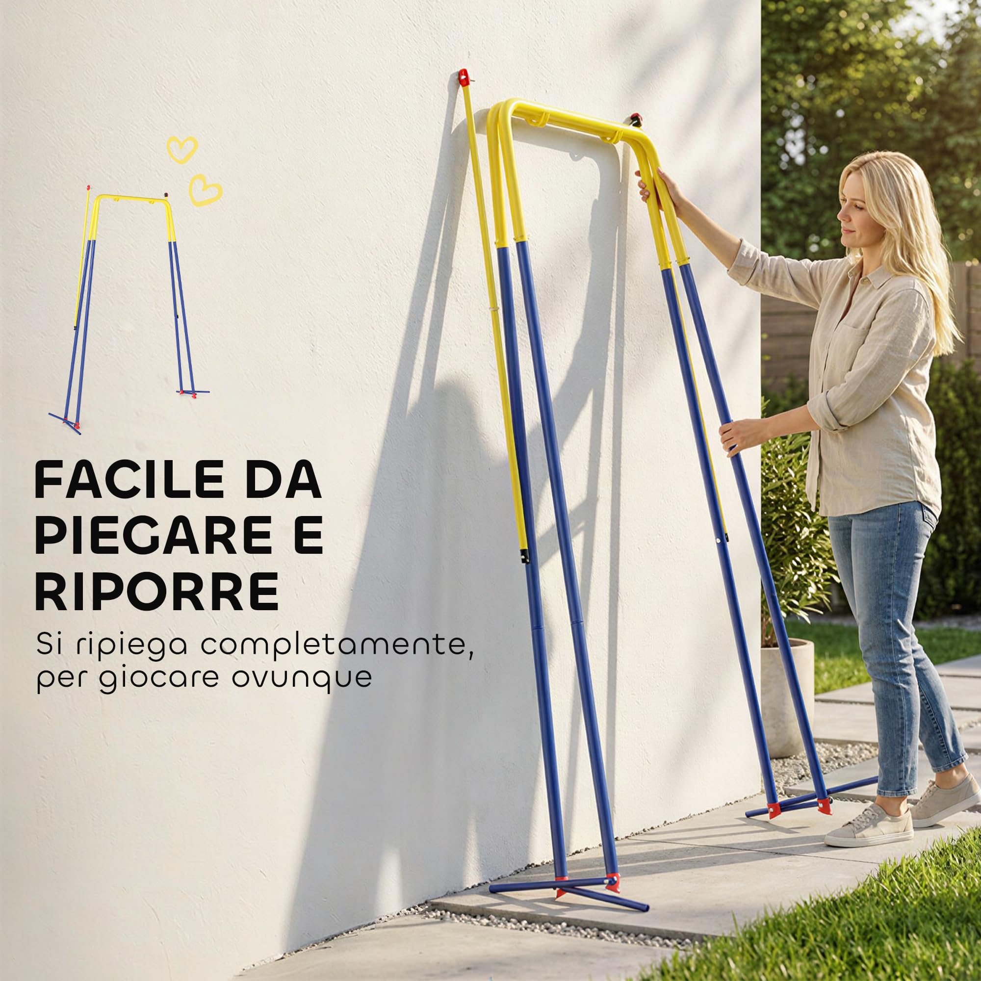 AIYAPLAY Struttura per Altalena da Giardino per Bambini, Struttura Altalena in Acciaio, Anti-UV, Impermeabile, Supporta 50kg, con 2 Ganci per Altalena a Nido, Altalena a U