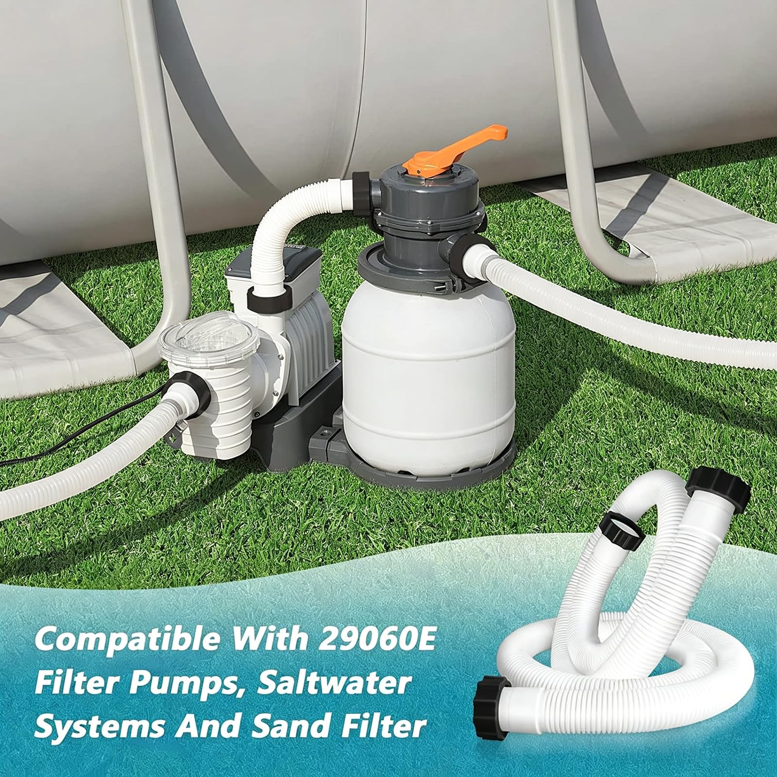 Poolschlauch 38mm 2er Set - 150cm Flexibler Schwimmbadschlauch für Intex Sandfilterpumpe, Filterpumpe, Poolpumpe - Ersatzschlauch für Pool-Sandfilteranlage - Zubehör für Poolreinigungsysteme