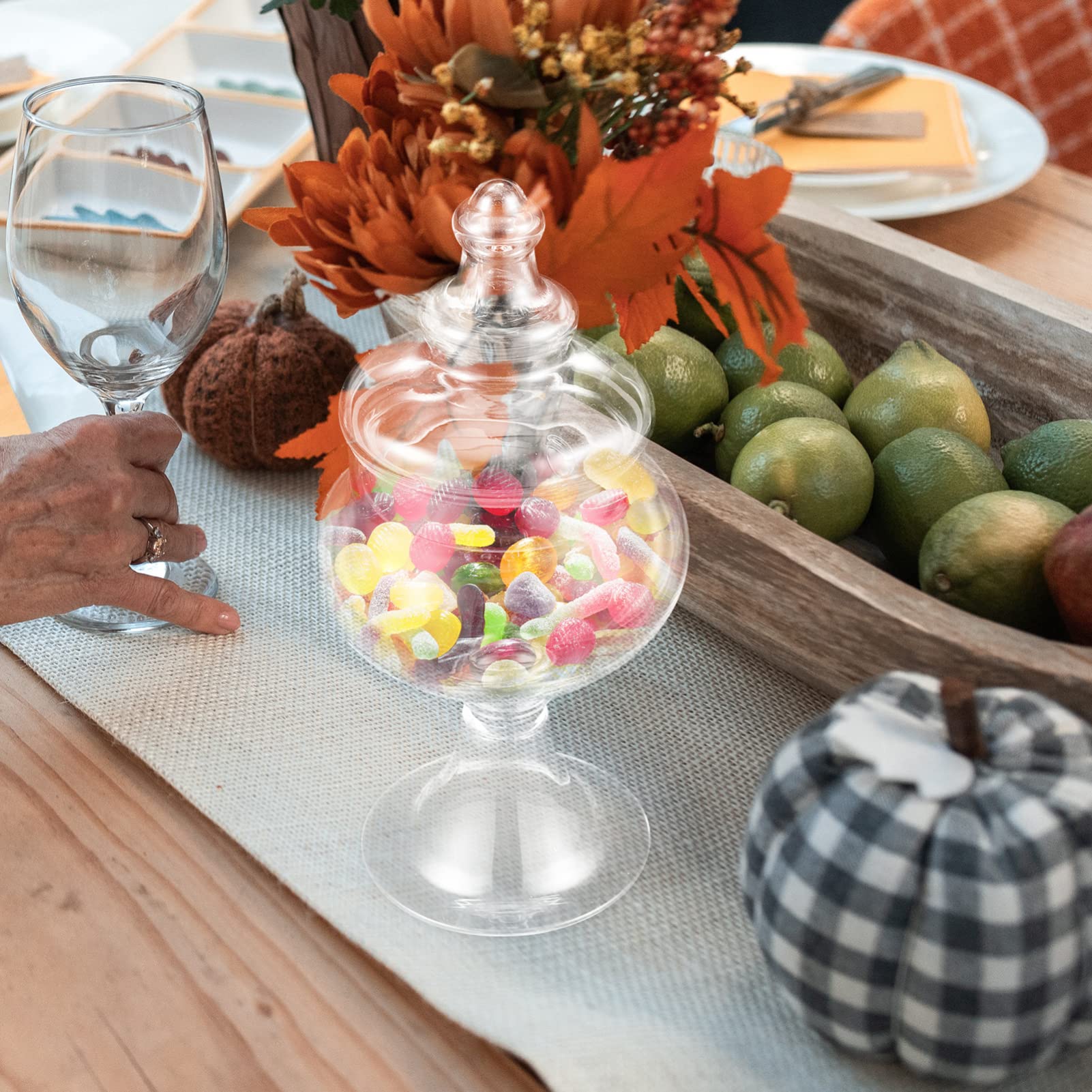 YARNOW Apothecary Jars with Lids Wedding Candy Jar Decorative Clear Glass Storage Jar Crystal Canister Candy Buffet Containers for Home Party Hotel