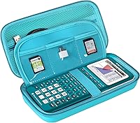 Vista 13 de BOVKE Funda rígida para calculadora de colores Texas Instruments TI-84 Plus CE, TI-84 Plus/TI-83 Plus CE, bolsillo con cremallera adicional para Azul