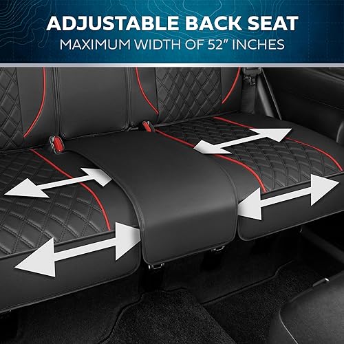 Miniatura 8 de MotorBox Prestige - Juego completo de fundas de asiento de piel sintética, ajuste semiuniversal para automóviles, camiones y SUV, fundas de asiento