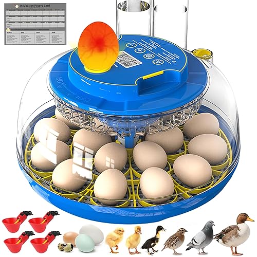 18 Egg incubators, Adjustable Turning Time, Humidity and Hatch Day Display,Egg Candler,Automatic External Water Bottle Refill, Hatching Chicken Quail Duck Turkey Goose