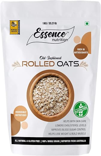 Essence Nutrition Certified Gluten Free Rolled Oats (1 KG) - Imported from Australia