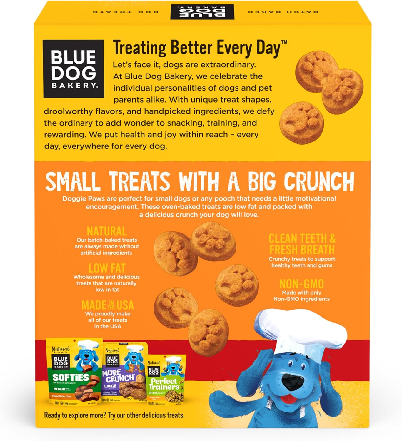 Blue Dog Bakery Natural Dog Treats, Doggie Paws, Maple Bacon Flavor, 16.2oz (6 Count)