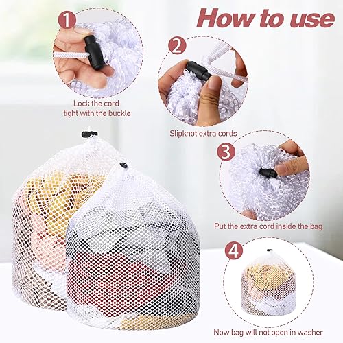 Miniatura 5 de 2 bolsas de malla para ropa sucia para calcetines, lavables a máquina, con diseño de cordón, bolsas de malla para lavado de ropa sucia con cordón
