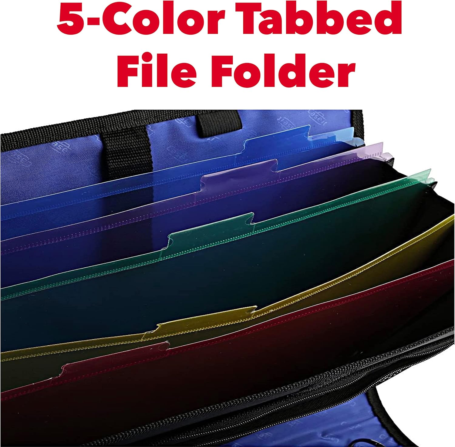 Case-it The Open Tab Secure Seal Binder - 2 Inch O-Rings - 5 Color Tab Expanding File Folder - Multiple Pockets - 400 Sheet Capacity - Red S-826-A