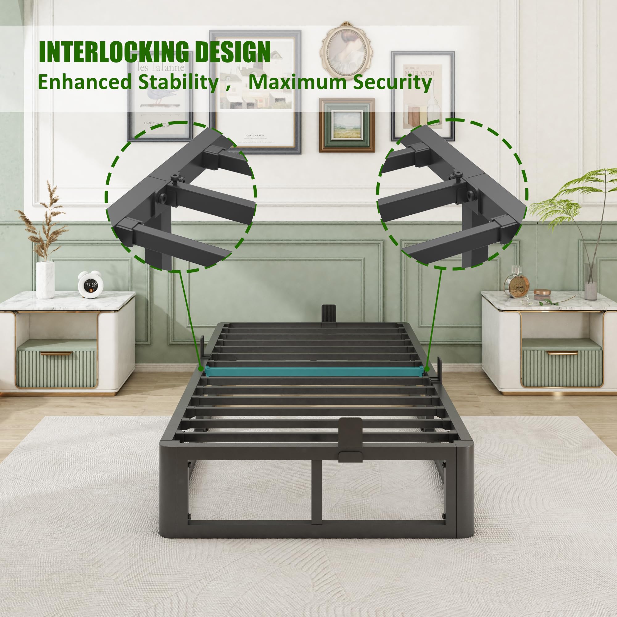 Amazon.com: Bilily 10 Inch Twin Bed Frame with Round Corner, Heavy