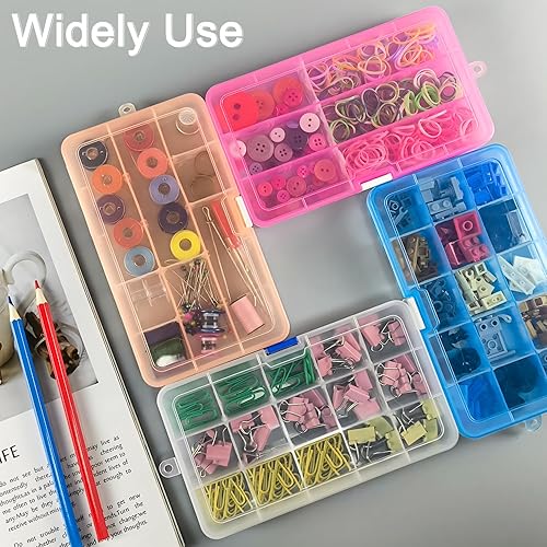 Miniatura 4 de Qualsen Organizador de 15 cuentas con divisores ajustables (paquete de 4), organizador de caja de aparejos y pequeña caja organizadora de plástico