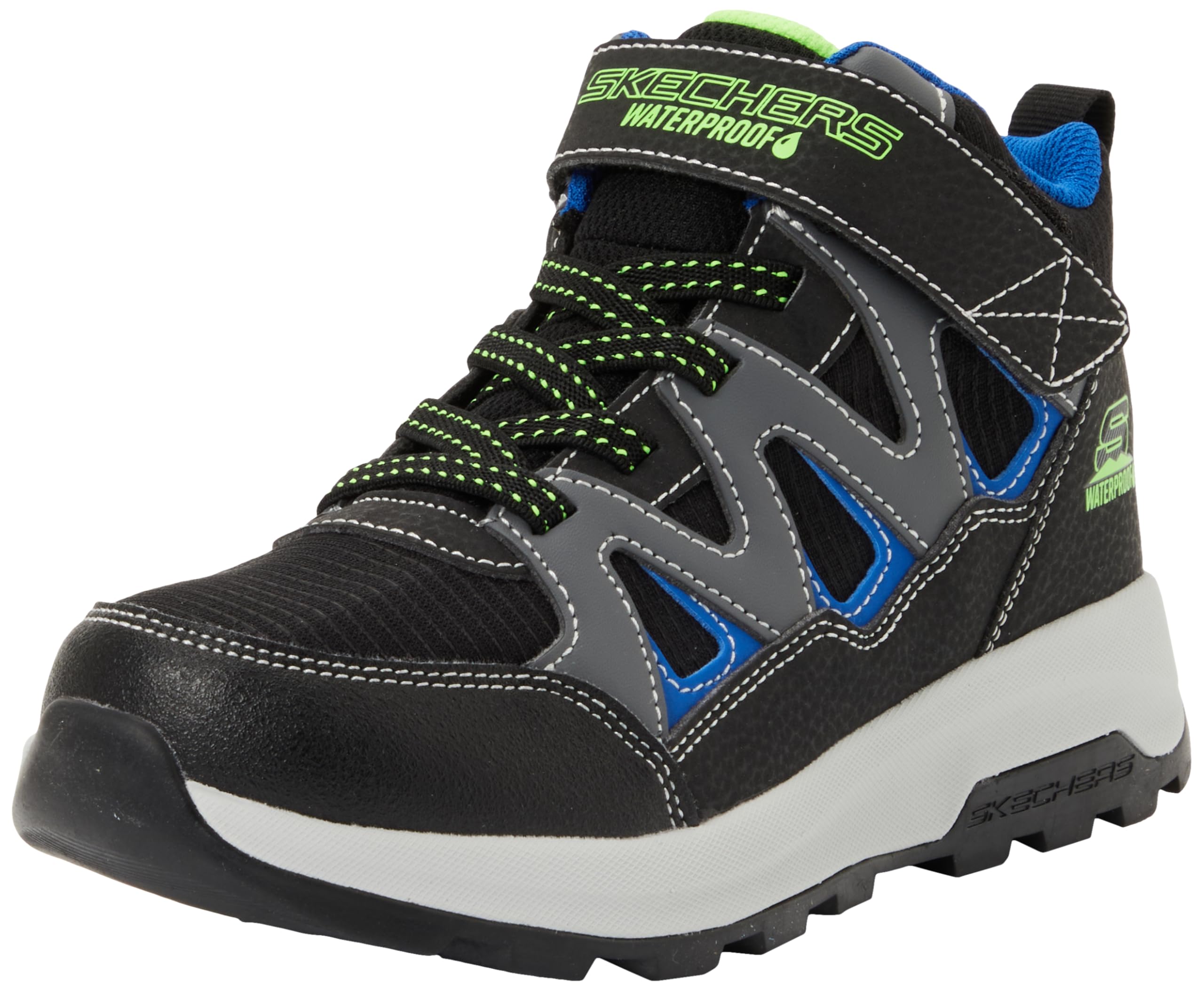 Skechers Boy's Storm Blazer Drizzle Squad Sneakers, Black & Blue Synthetic/Black Textile/Charco, 12.5 UK Child