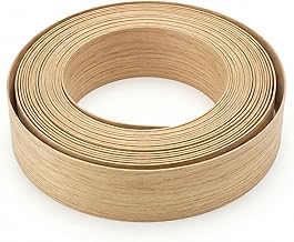 QuinnQuinn Real Oak Wood Veneer Edge Banding Tape - 40mm x 5m, Iron-On Heat Activated Adhesive for Doors, Cabinets, Furniture | Pre-Glued for Easy DIY Repair & Refinishing