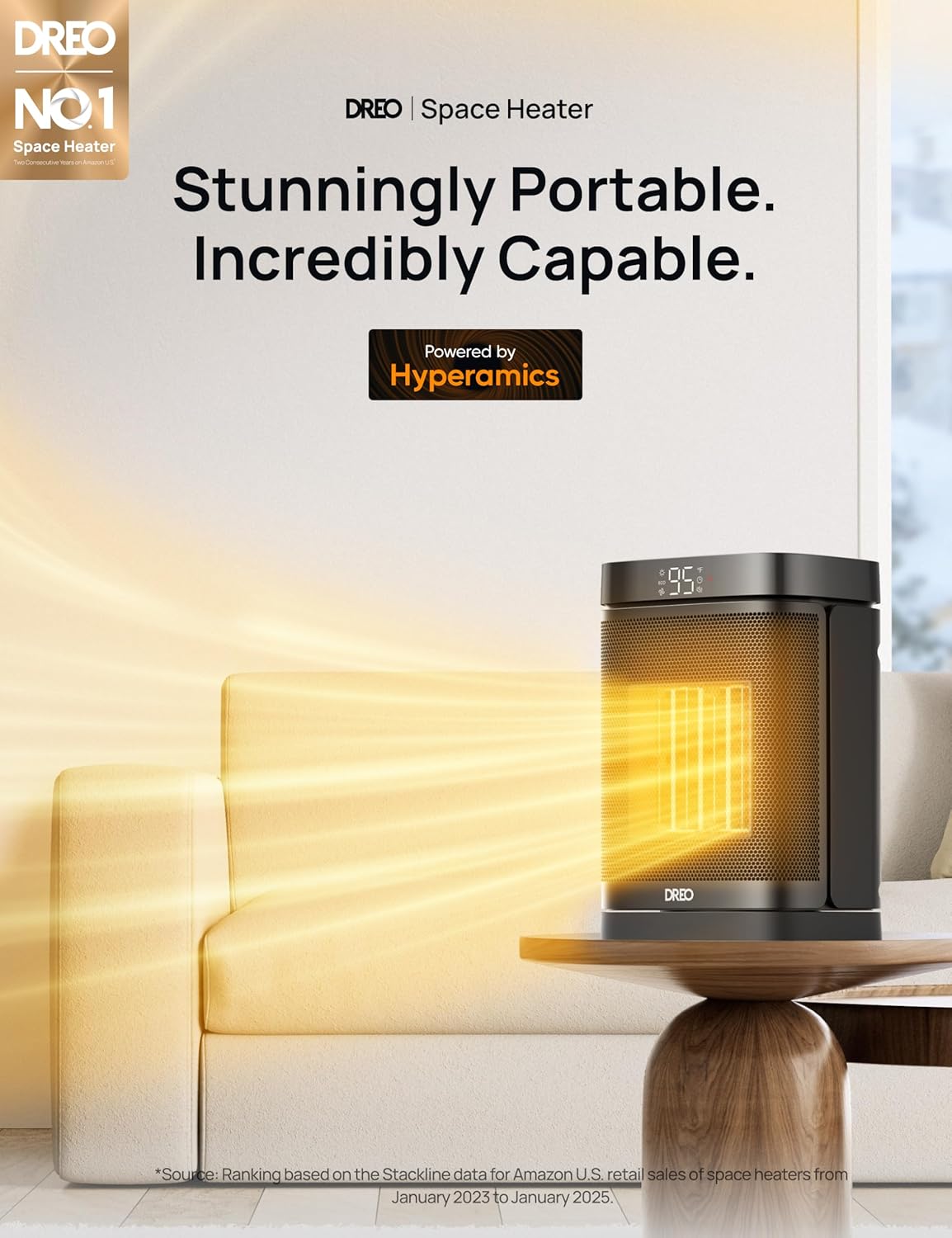 Dreo DR-HSH004 Space Heater with its remote control