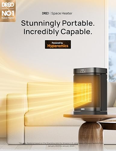 Miniatura 2 de Dreo Calentador de espacio, calentadores eléctricos portátiles de 1500 W para uso en interiores, calentador de cerámica PTC para oficina con control