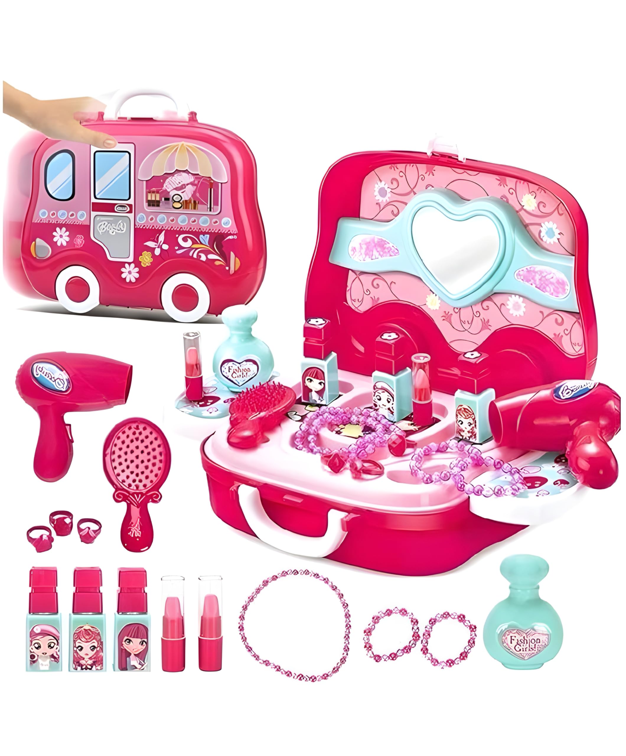 Fun express Beauty Make up case and Cosmetic Set Suitcase with Makeup Accessories for Children Girls- Pink, Plastic, Pack of 1 Set (B09VP6XJ8F) Amazon Price History, Amazon Price Tracker
