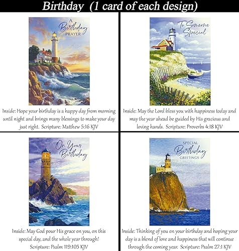 Miniatura 5 de KJV Cumpleaños (sin tarjetas repetidas) 24 tarjetas de felicitación cristianasreligiosas #1 Surtido  King James Scripture en cada tarjeta