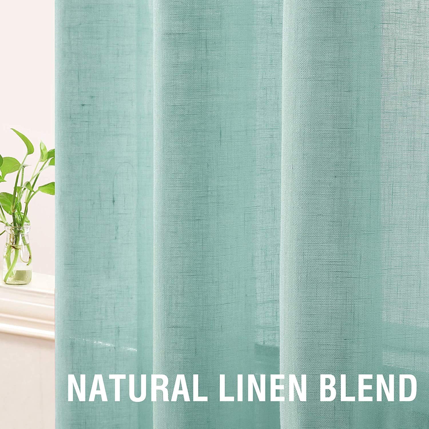 Tende Fmfunctex In Lino Effetto Naturale 132x137 Cm – 2 Pannelli Con Occhielli – Grigio