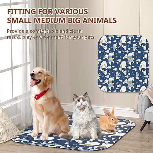 Miniatura 5 de Paquete de 2 almohadillas lavables para orina de perros, superabsorbentes, reutilizables, antideslizantes, transpirables (oso, 31 x 36 pulgadas)