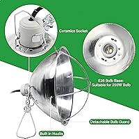 Vista 3 de Simple Deluxe Adjustable Clamp Lamp with 10.5" Aluminum Reflector and Bulb Guard, 250W E26 Socket (Bulb Not Included), 6ft 18/2 SJT Cord,Silver