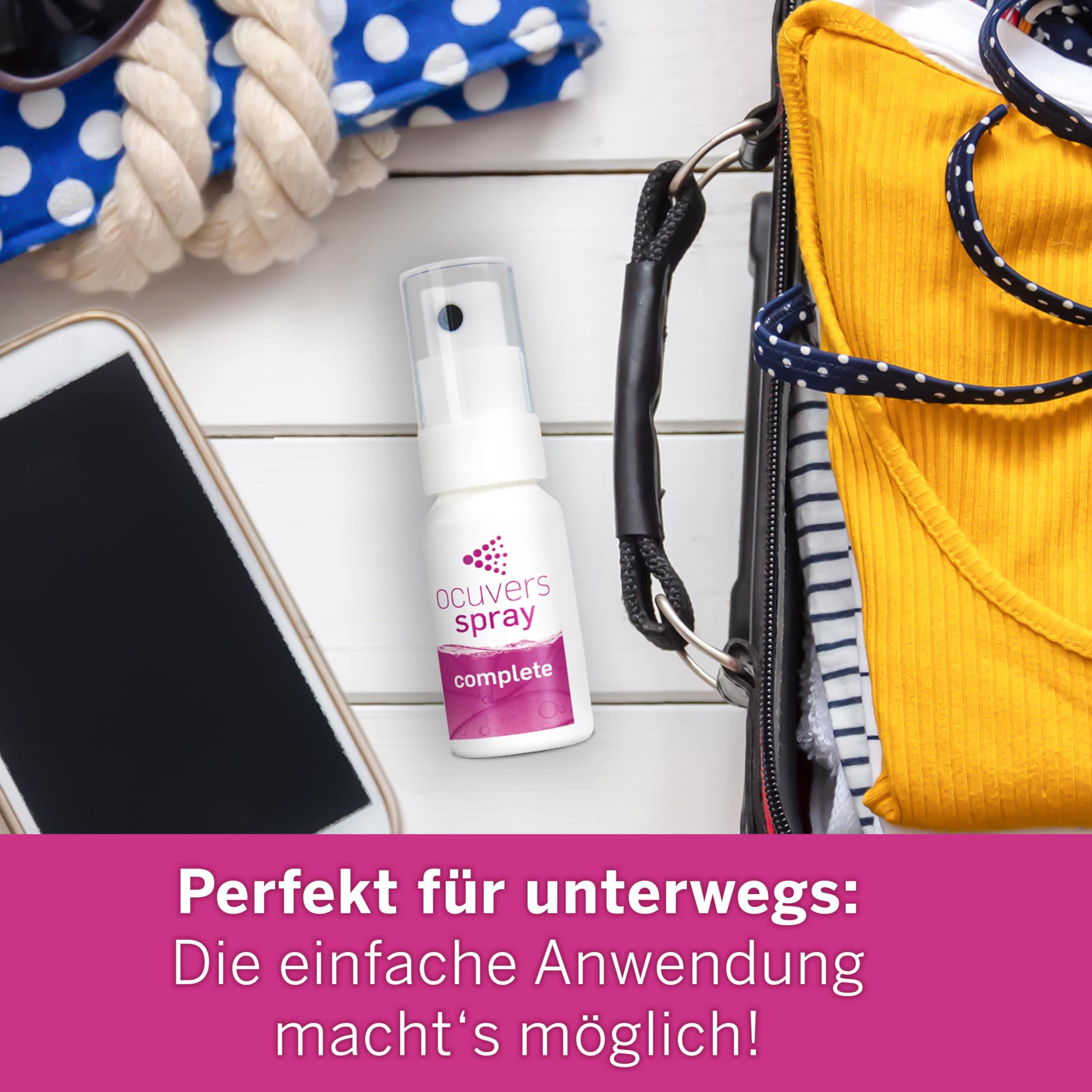 Ocuvers Complete Spray do oczu z 0,3% kwasem hialuronowym, liposomami, aloesem, witaminą B5 i witaminą E - spray do oczu przeciw suchości oczu, 10 ml.