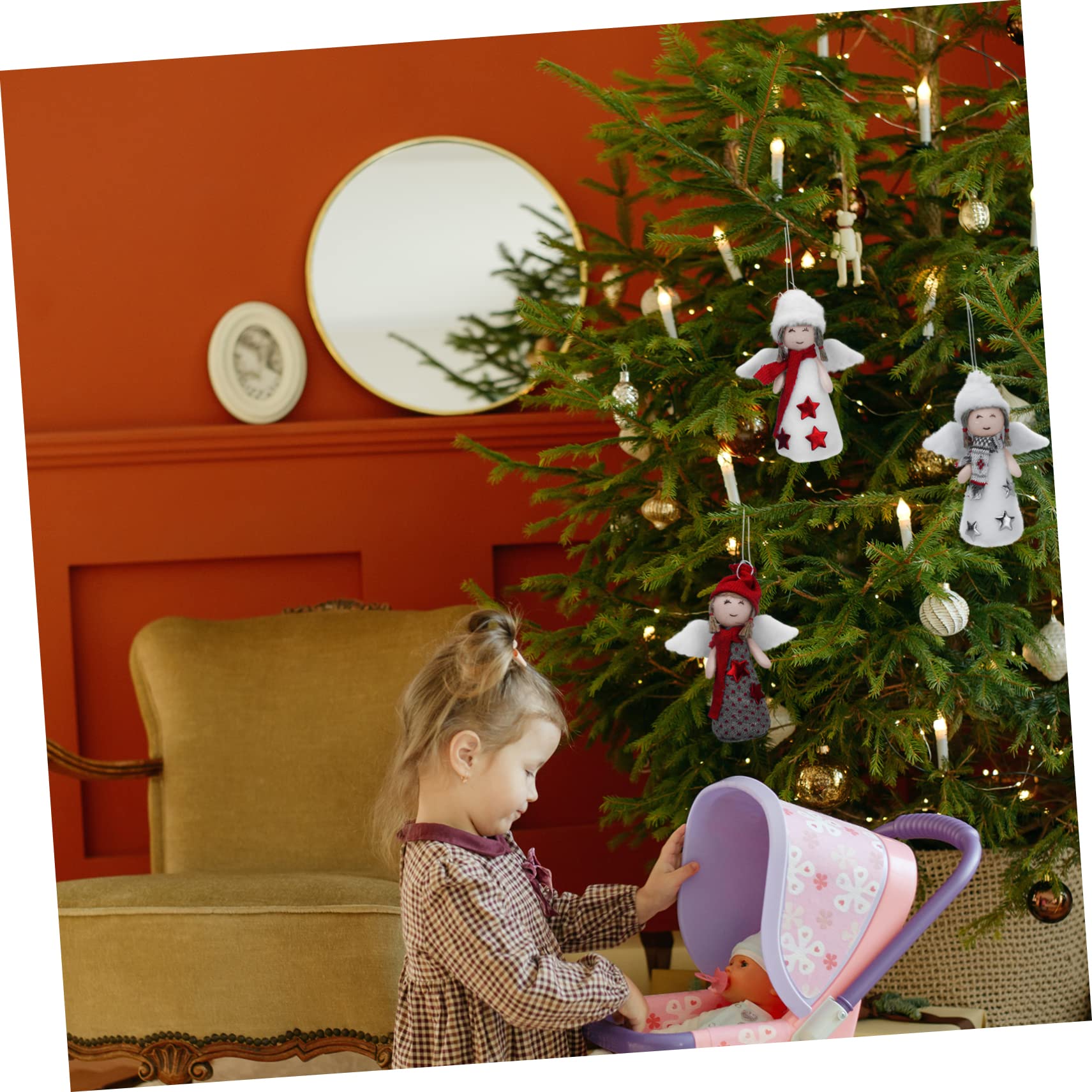 Zerodeko 8 Juegos Adornos Navideños Adornos Navideños De Ángel De Navidad Luces LED para Dormitorio Mini De Estrellas as Bombillas De Alas De 3 Piezas * 8