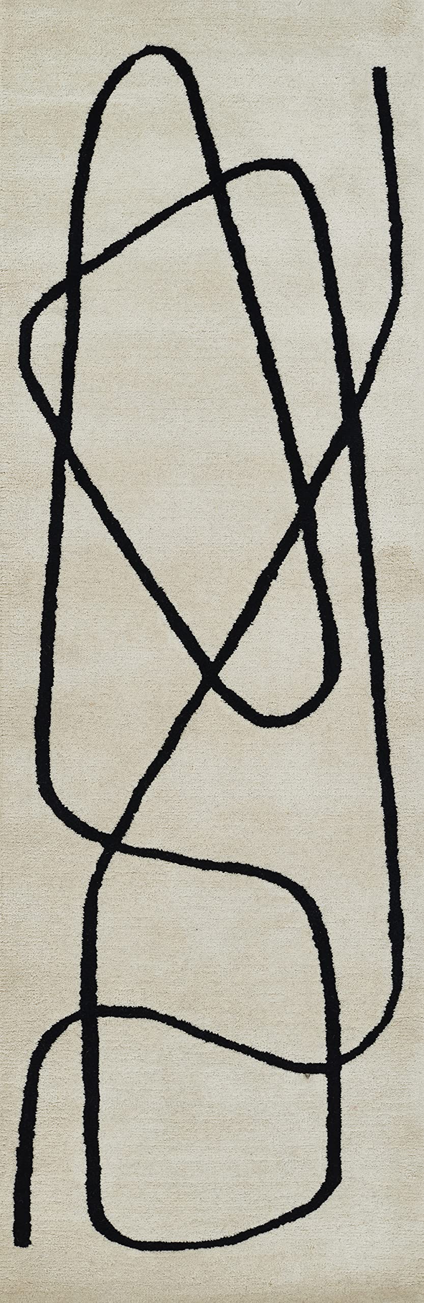 Momeni Simba Wool with Cotton and Latex Backing Area Rug, Ivory, 2'6