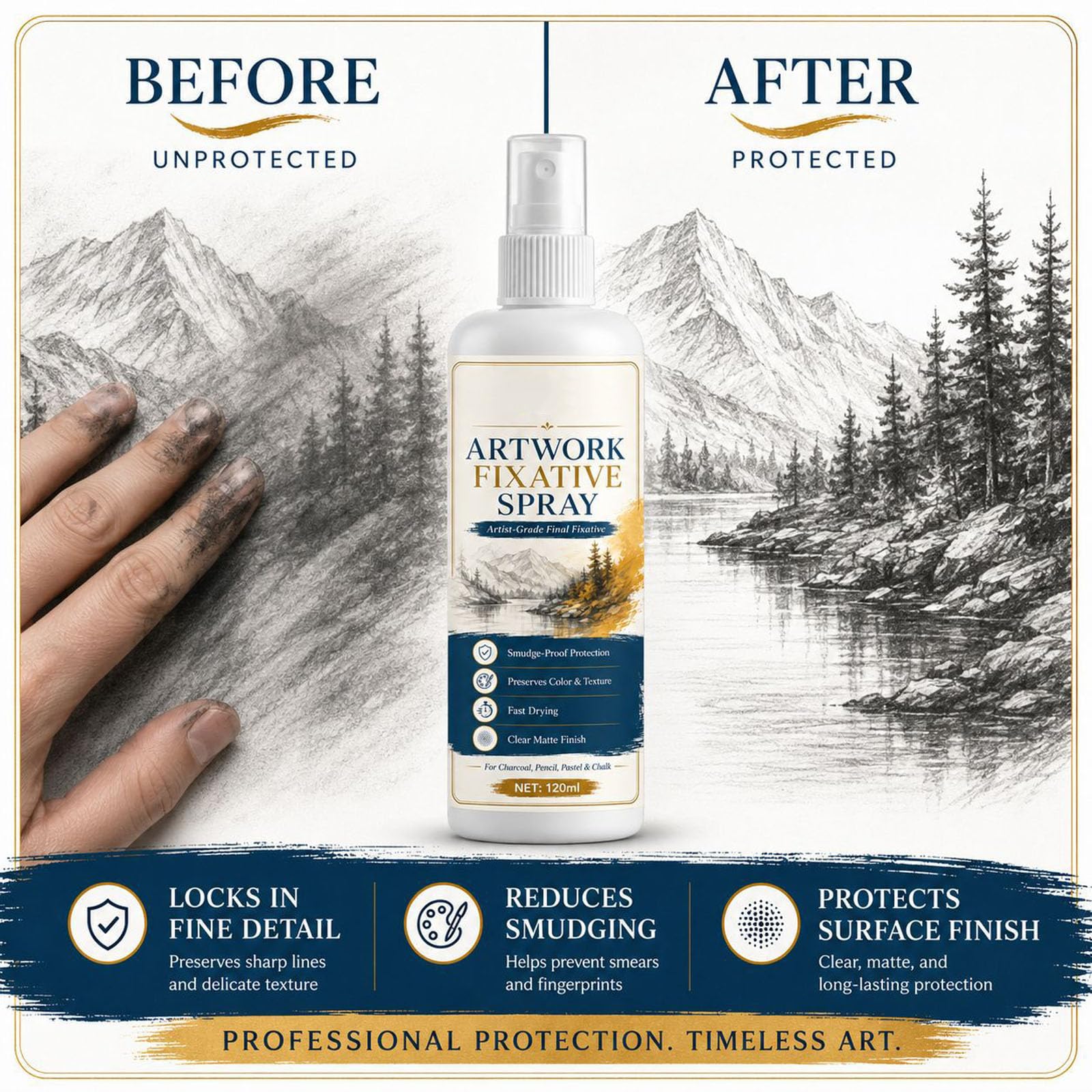Bearbeitbares Fixierspray für Kunst, schnell trocknendes klares mattes Versiegelungsgerät für Bleistift, Kohle, Ölpastellfarben, Aquarellzeichnungen, wischfeste Schutzbeschichtung für Künstler (7PCS)