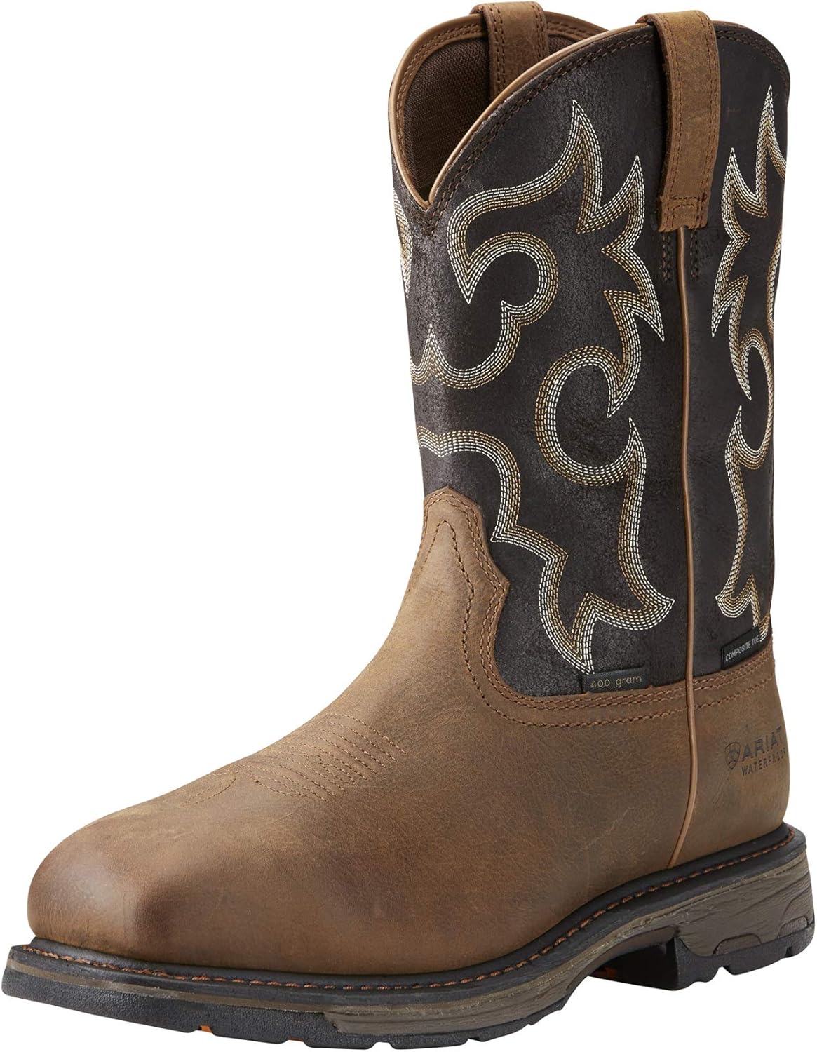 Ariat Mens WorkHog Wide Square Toe Waterproof 400g Composite Toe Work Boot Rye Brown/Coffee 13