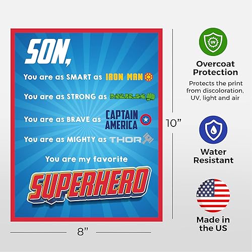 Miniatura 6 de Circa Print Son - You Are My Favorite Superhero - Impresión inspiradora para pared, 8 x 10 pulgadas, decoración de pared para fanáticos de Marvels,