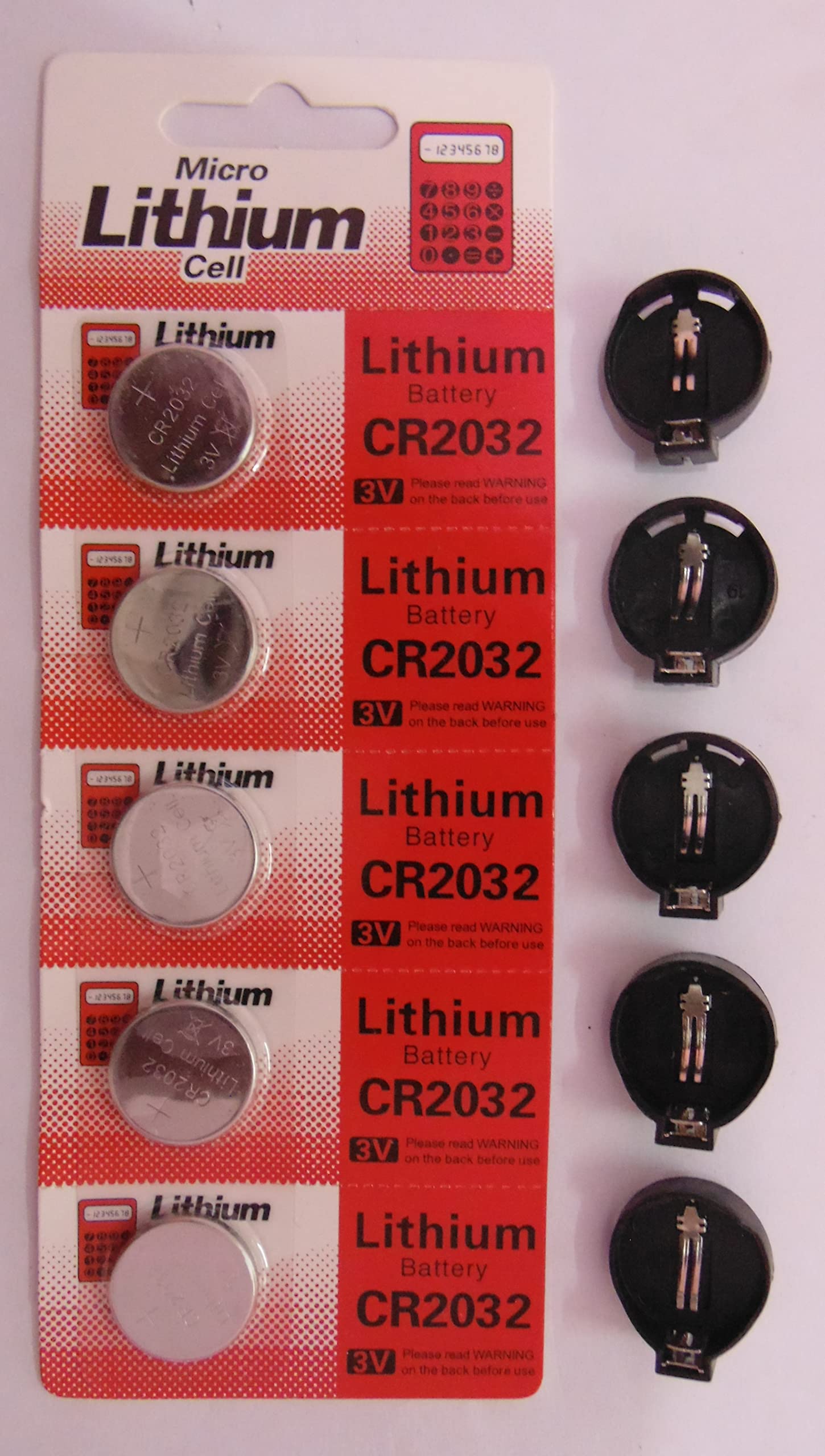 e4u 3V CR2032 General Purpose Lithium Coin Battery + CR2032 Battery Holder - 5 Pieces-image-22