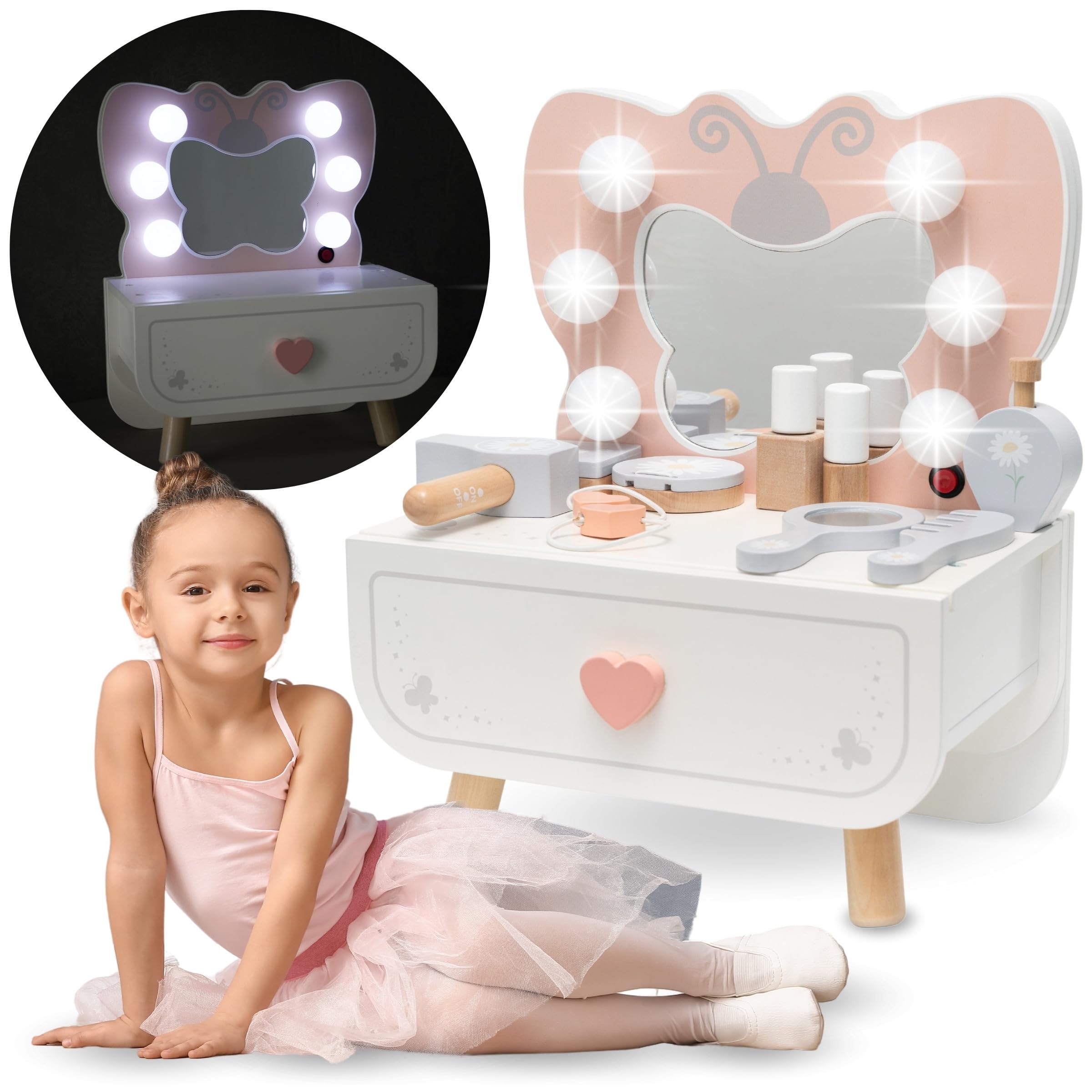 Mamabrum Coiffeuse XXL Pour Enfants En Bois Avec Tabouret Mamabrum Coiffeuse XXL Pour Enfants En Bois Avec Tabouret