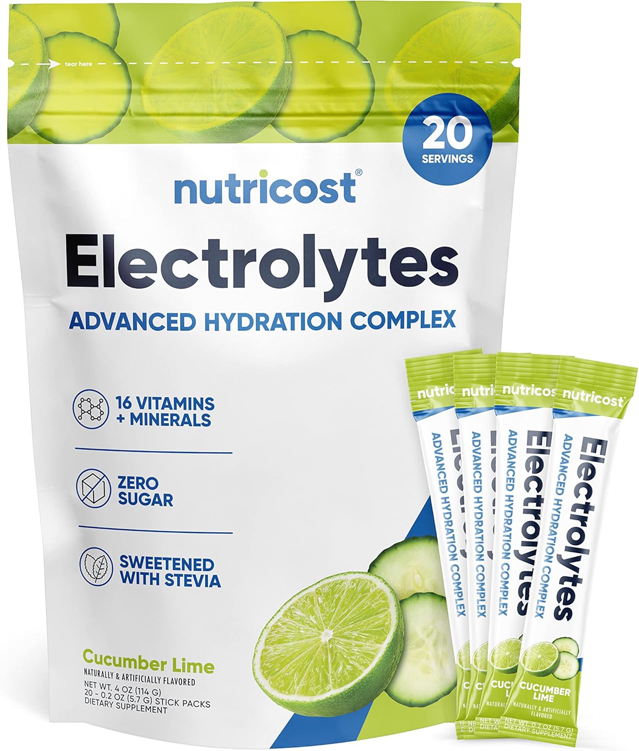 Nutricost Electrolytes Powder Hydration Packets (Cucumber