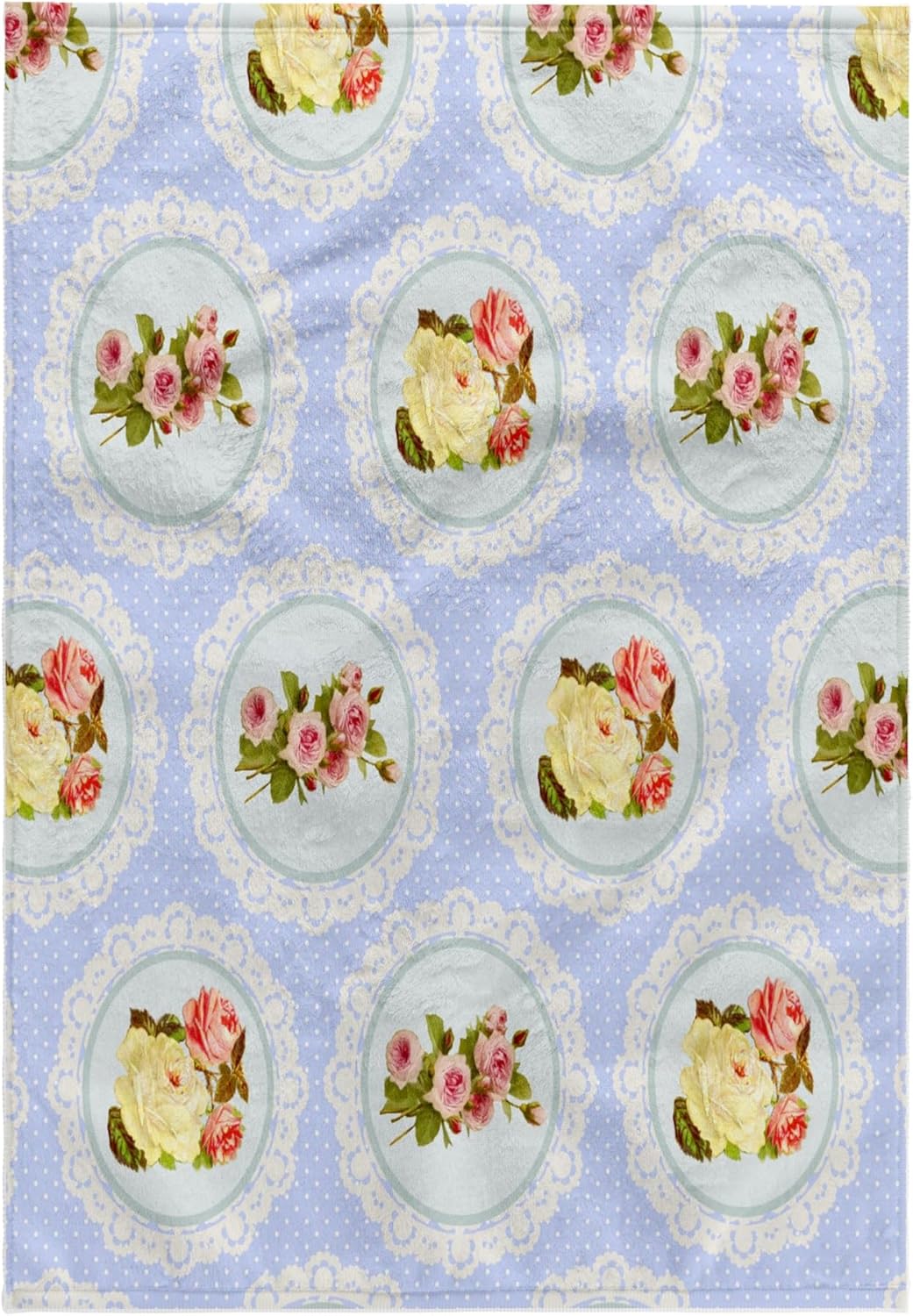 3dRose Shabby Chic Flower Pattern - Pink and White Roses in lace-Graphic Circles on Girly Vintage Baby Blue 22x30 Bath Hand Pool Towel
