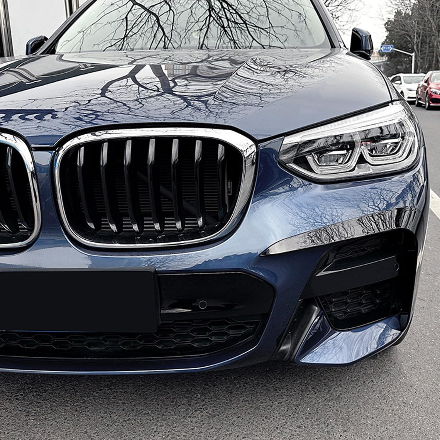 2 PCS Set Auto Front Air Vent Splitters,Front Bumper Splitter Trim,Car Front Wind Knife for X3 X4 G01 G02 2018-2021 M Sport, Glossy Black