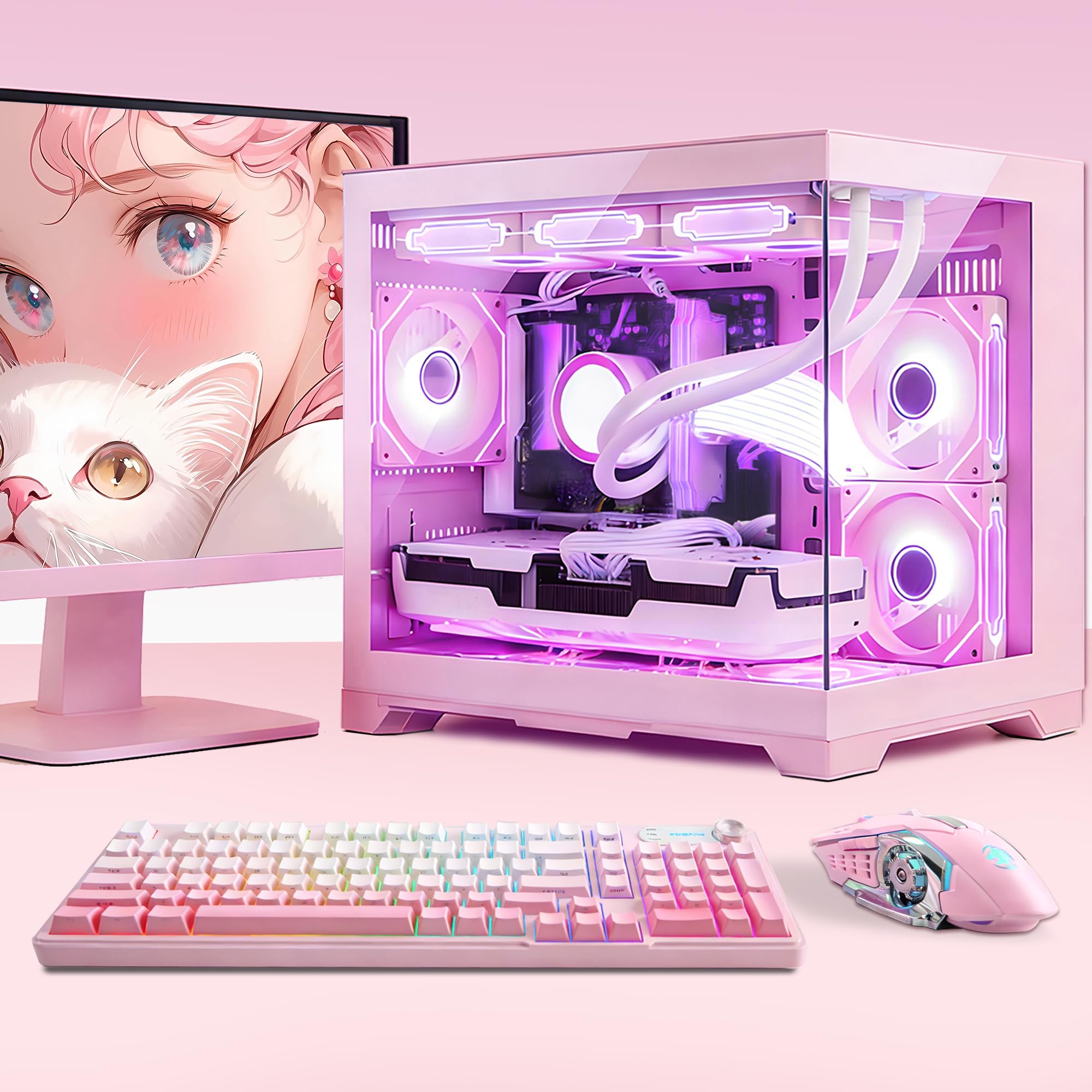 Amazon.com: Ocean Park Pink Gaming PC Gamer Desktop W/ KB & Mouse