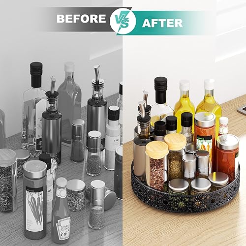 Miniatura 7 de Lazy Susan - Organizador de 12 pulgadas Lazy Susan para mesa de armario organizador de tocadiscos PHINOX Lazy Susan con almohadilla antideslizante