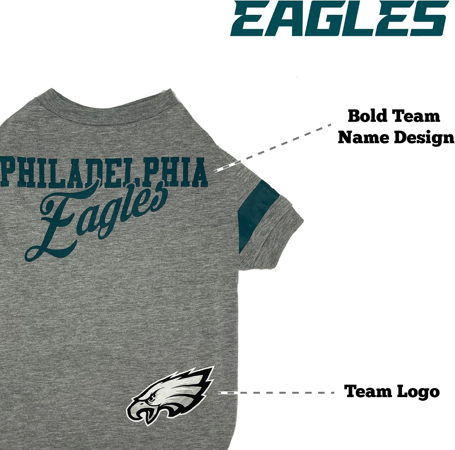 Pets First Philadelphia Eagles Stripe Tee Shirts for Dogs, Medium